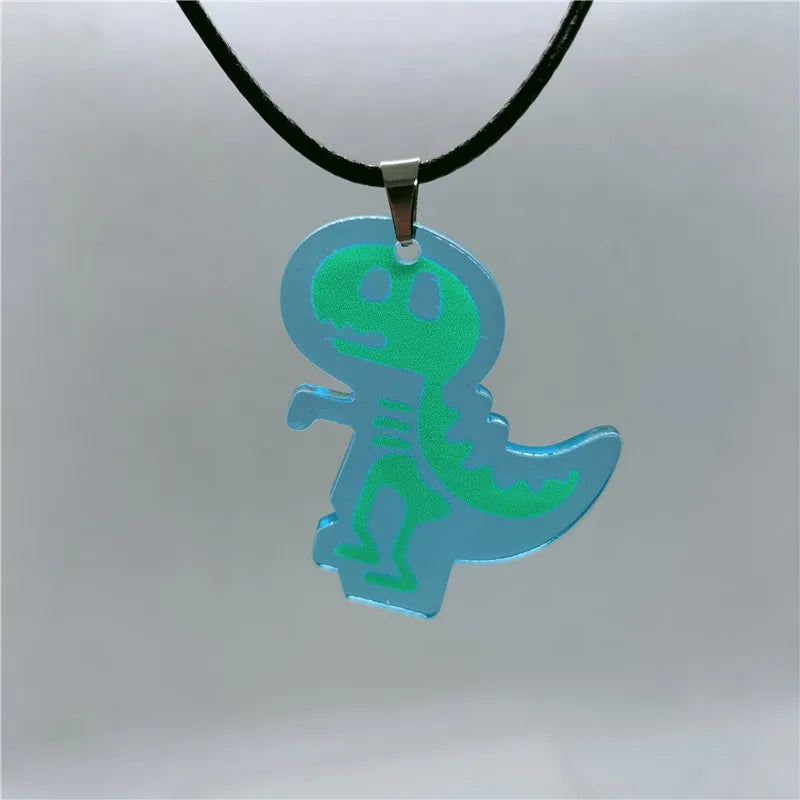 Vintage Black Dinosaur Enamal Pendant Necklace Goth Chain Cartoon Design Charm Choker Necklace for Women Kid HipHop Neck Jewelry