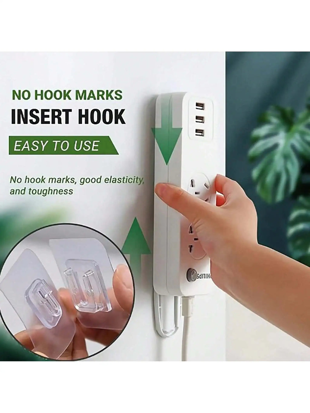 5/10 Pairs Clear Double-Sided Adhesive Wall Hooks - Mounted Door Hanger Kit - No Drill Sticker Hangers for Bathroom, Kitchen