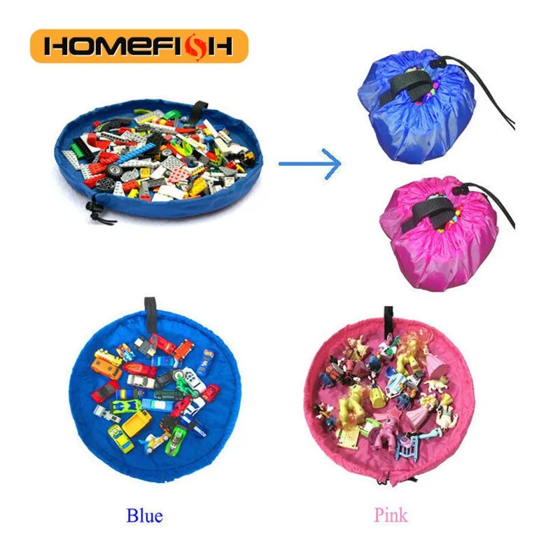 1pc Multifunction Portable Kids Toy Storage Bag Building Blocks Play Mat