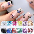 12 Grids 3D Mini Colorful Nail Rhinestones Elegant Rhombus Moon Star Heart Flower Multi Shape Flatback Gemstones Nail Art Decor