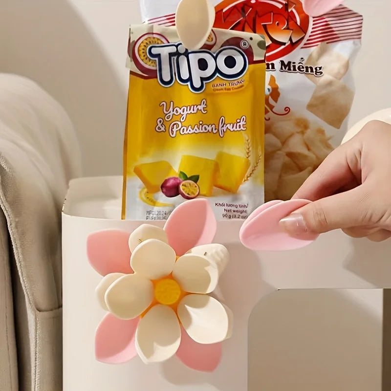 10pcs Lotus food bags clip,petal food bag sealing clip - heavy-duty plastic - sturdy two-layer structure,suitable for snack bags