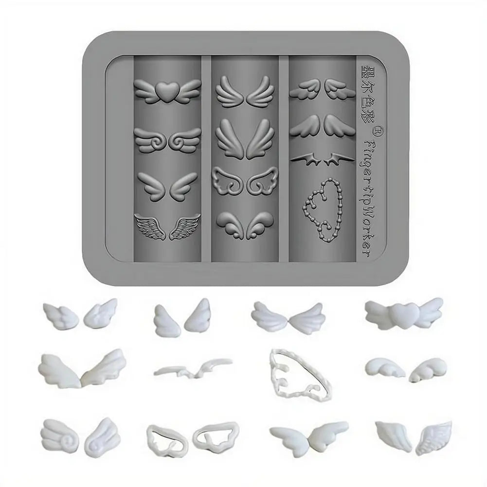 3D Silicone Mold Nail Art Decorations DIY Wing Carving Templates Mold For Nails Jewelry Crafts Manicure Tool