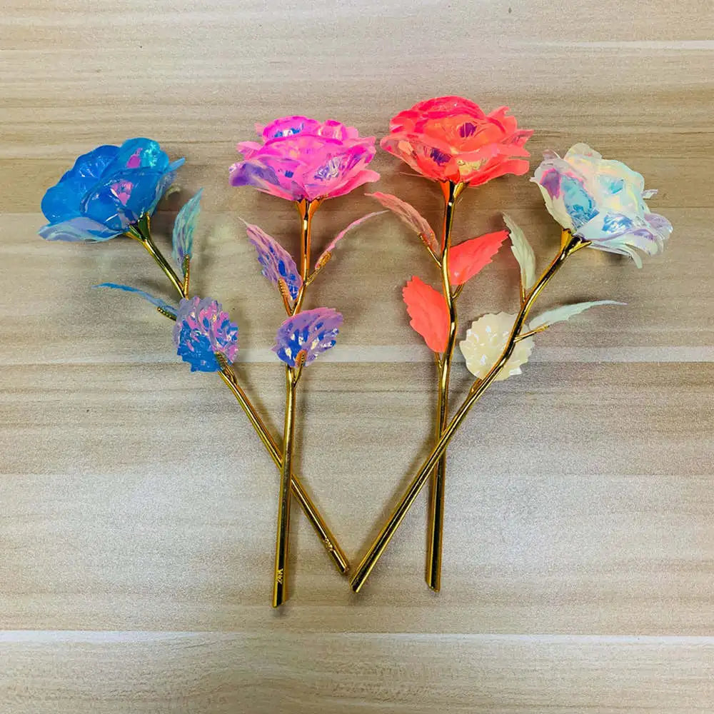 Rose 24k Gold Foil Rose Mother'S Day Gifts Rose-Shaped Eternal Rose Flower For Valentine'S Day Couple Gift Christmas Halloween