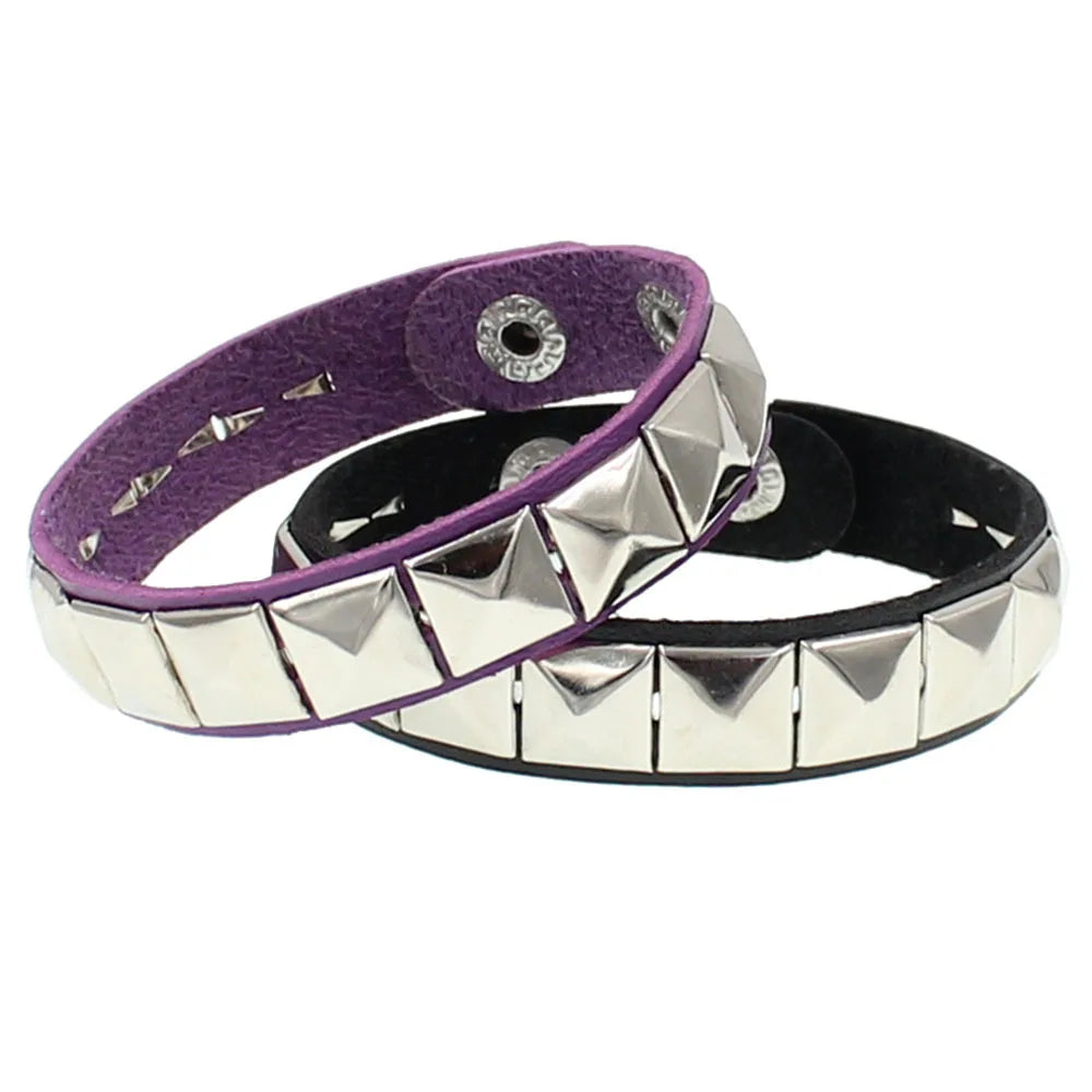 New Unique Spiked Studded Bracelet PU Leather Rivet Punk Bracelet Cuff Wrap Bangle Metal Wristband for Men Women Gothic Jewelry