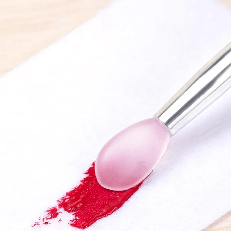 3Pcs Silicone Nail Brush Set with Cover, Manicure Silicone Applicator for Applying Nail Chrome Powder & Pigment