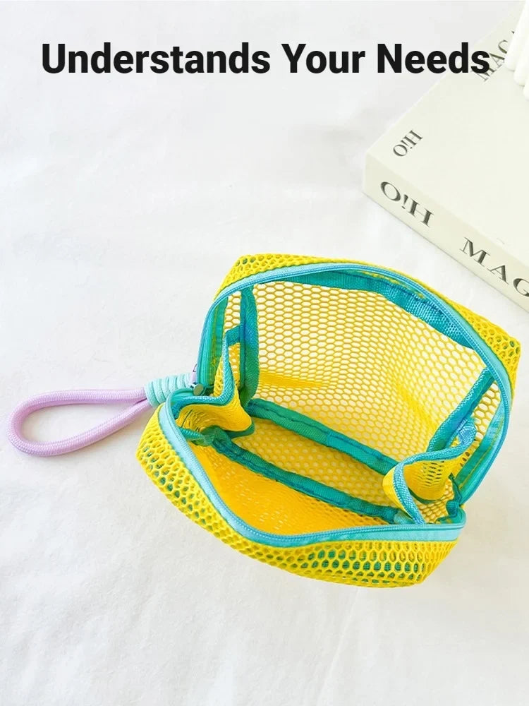 Stylish Square Mesh Zipper Storage Pouch For Cosmetics Keys Coins Stationery Ideal As Cute Gifts