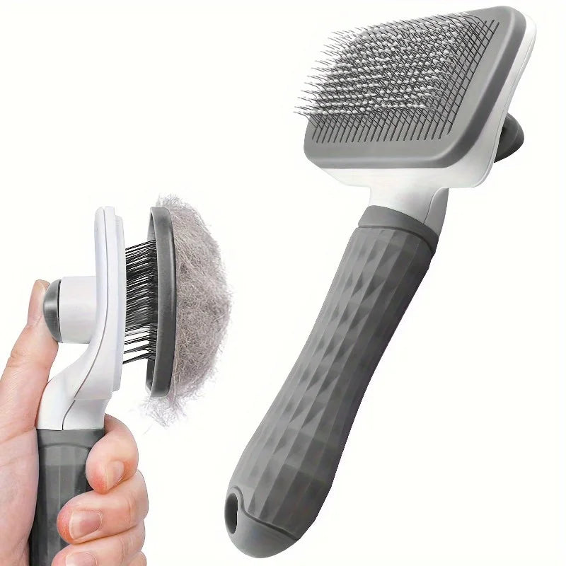 1 Cat and Dog Self-Cleaning Rake Brush, Pet Skin Friendly Beauty Brush, For Hair Removal of Dogs and Cats, Easy to Disassemble