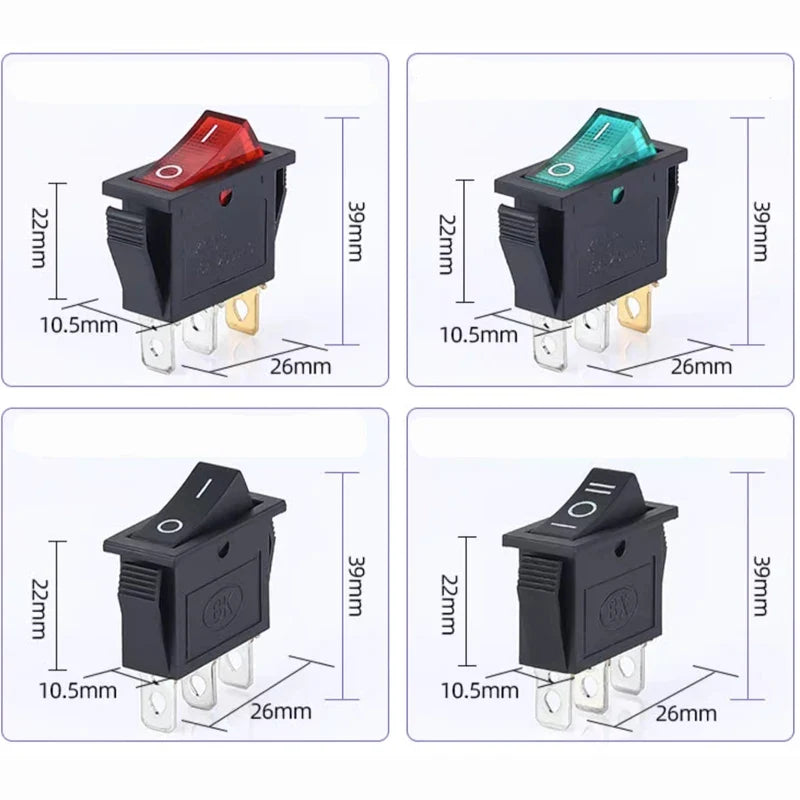 1PCS KCD3 Rocker Switch ON-OFF ON-OFF-ON 2 Position 3Pins Electrical equipment With Light Power Switch 16A 250V / 20A 125V AC