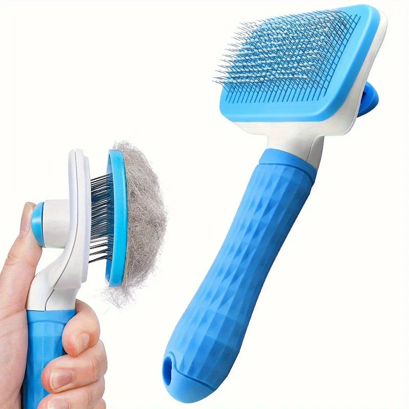 1 Cat and Dog Self-Cleaning Rake Brush, Pet Skin Friendly Beauty Brush, For Hair Removal of Dogs and Cats, Easy to Disassemble