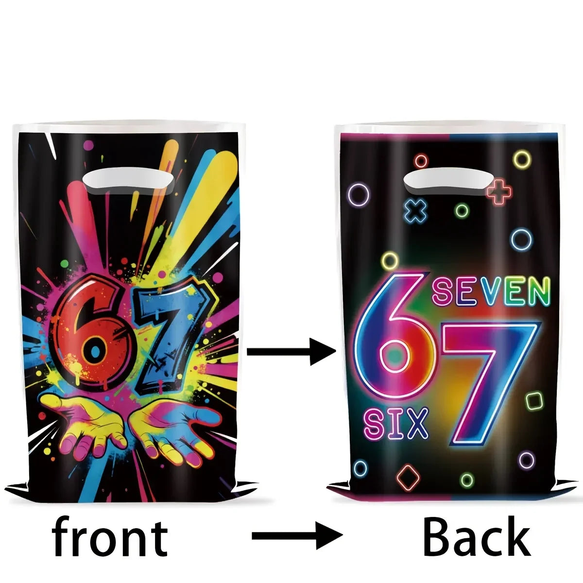 Gift For Her/Him 50/20pcs Colorful 67 Theme Party Gift Bags,Treat Bag with Handle, for Birthday Holiday Party Favor Supplies