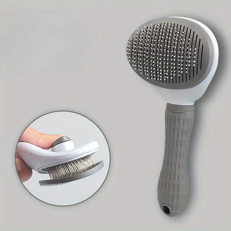 1 Cat and Dog Self-Cleaning Rake Brush, Pet Skin Friendly Beauty Brush, For Hair Removal of Dogs and Cats, Easy to Disassemble