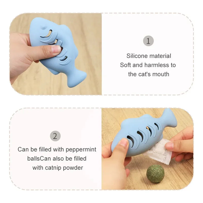 Soft Safe Silicone Fish Cat Toy Catnip Durable Molar Relaxing Self Entertaining Bite Resistant Chew Interactive Kitten Supplies