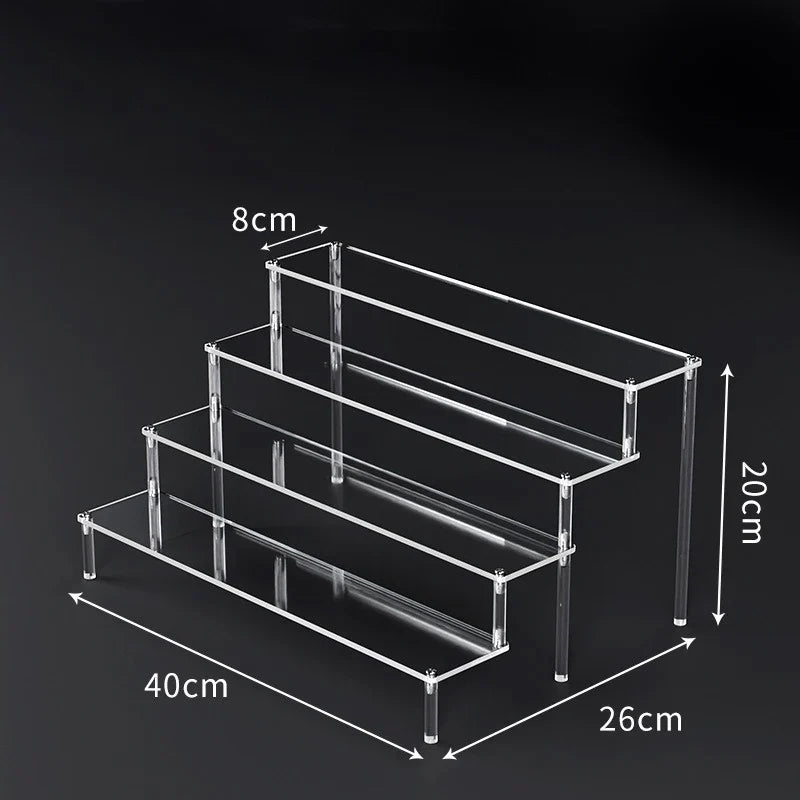 1-5 Tier Acrylic Display Risers Clear Shelf Doll Clay Figurine Display Stand for Desserts Perfume Organizer Showcase W-10