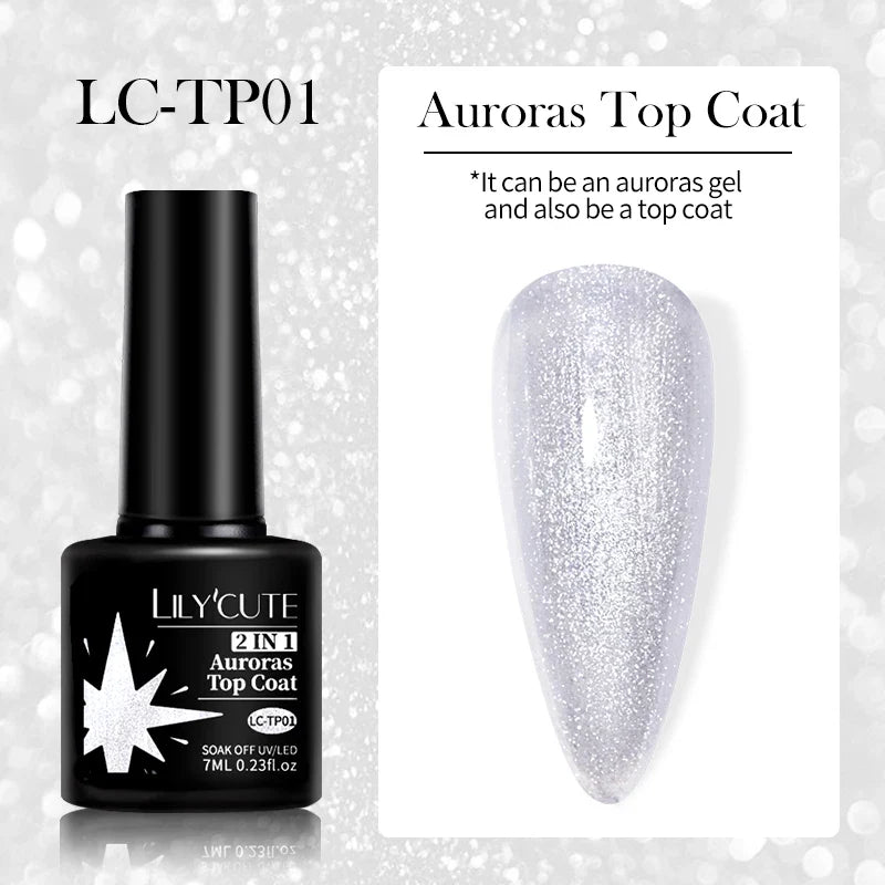 LILYCUTE 7ml Reflective Glitter Nail Gel Polish Effect Sparkling Soak Off Gel Semi Permanent For Manicure Nail Art UV Nail Gel
