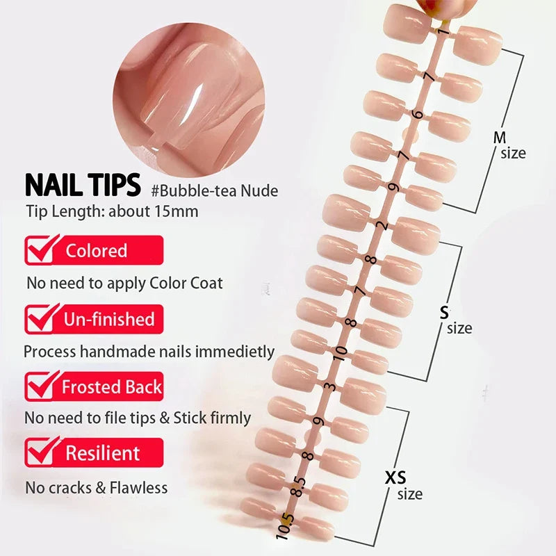30Pcs Nude Color Fake Nail Fashion Press On Quick Extension Matte Wearable False Nails Natural Multi-Style Full Cover Nail Tips