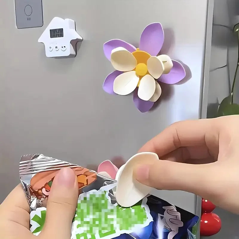 10pcs Lotus food bags clip,petal food bag sealing clip - heavy-duty plastic - sturdy two-layer structure,suitable for snack bags