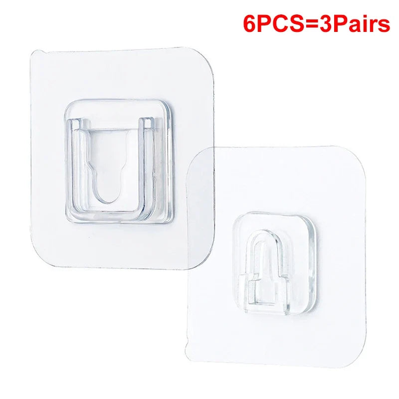 1-10Pairs Double-Sided Adhesive Wall Hooks Transparent Suction Cup Sucker Hooks Bedroom Kitchen Multi-purpose Organizer Holders