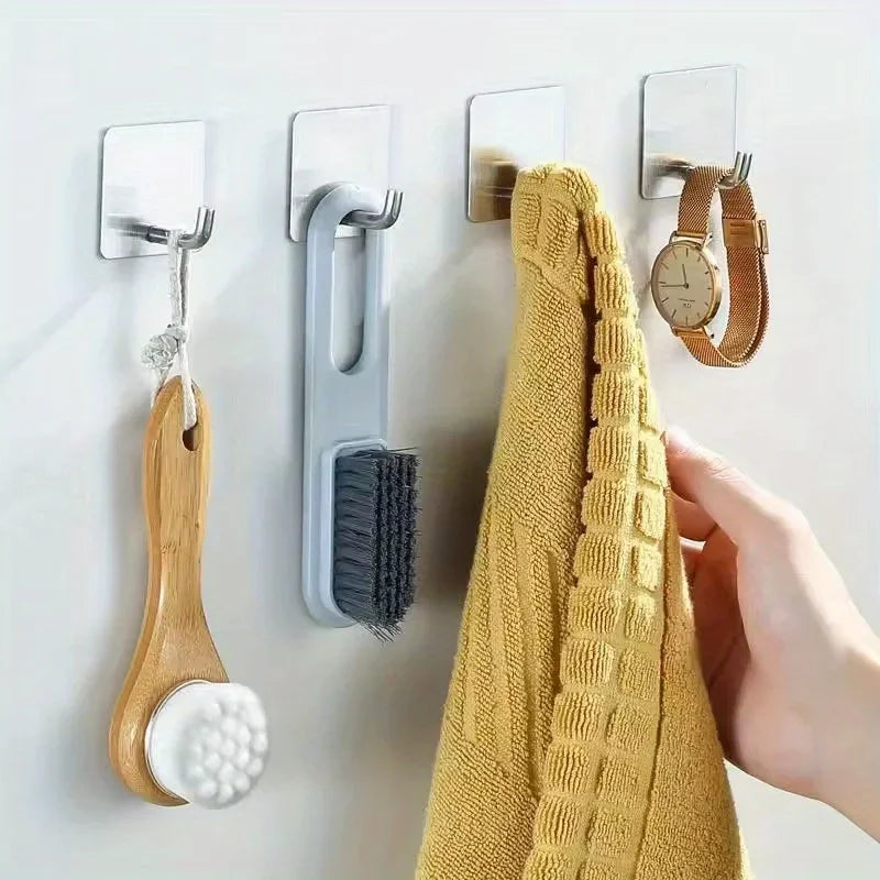 8pcs Stainless Steel Small Hooks, No Drilling, Wall Mounted, Kitchen, Bathroom, Office Key Hooks Wall Hook Adhesive Wall Hooks