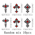 10pcs/pack Punk Style Three-Dimensional Cross Personalized Nail Art Alloy Decoration, Halloween Dark Style Cross DIY Decoration