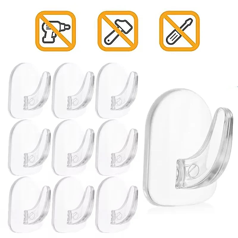 Mini Multifunctional Transparent Hooks Self-adhesive Wall Hooks Kitchen Waterproof Storage Without No Punching Required Hooks
