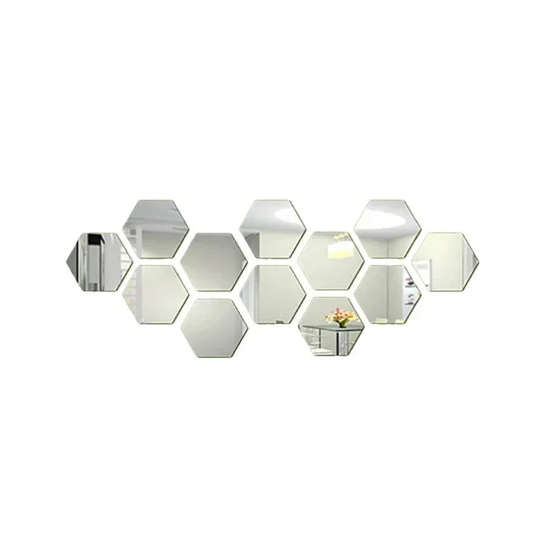 Hexagonal Mirror Wall Decals | Self-Adhesive 3D Acrylic Decorative Mirrors | Creative Wall Decals for Living Rooms and Bedrooms