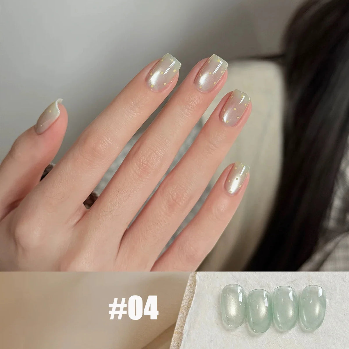 1-16PCS White Moonlight Glass Bead Nail Cat's Eye Gel Magnetic Satin Gel Polish 16-Colors Soak Off Glitter Manicure Varnish
