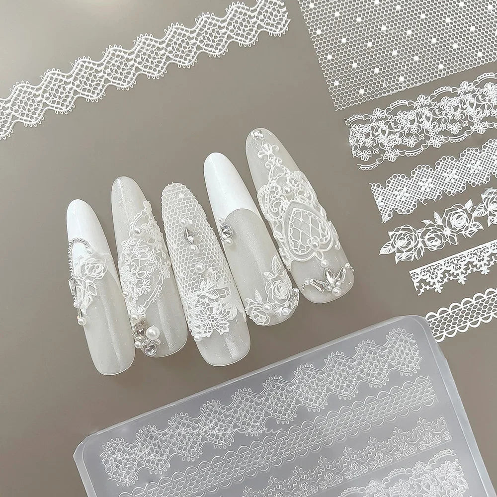 3D Relief Ultra-Thin Lace Silicone Nail Art Mold 83*65mm French Lacework Pattern Nail Stamping Hollow Rose Manicure Tools