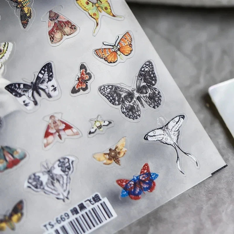 Dark Girl Butterfly Moth 3D Adhesive Nail Art Stickers 5D Soft Embossed Reliefs Nail Decals Decorations Wholesale Dropshipping