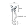 Right Grand ASTM F136 Titanium Tiny Butterfly CZ Curved Barbell Rook Earring 16G Eyebrow Ashley Vertical Labret Piercing Jewelry