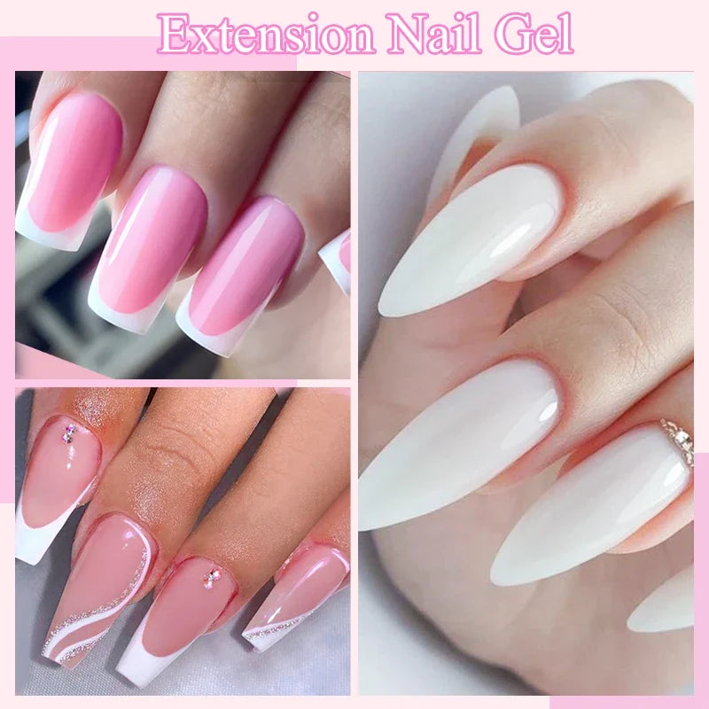 MTSSII 4Pcs Extension Nail Gel Set Jelly Pink Milky White Clear Hard Gel Extension UV Gel For Nails French Nail Art DIY Manicure
