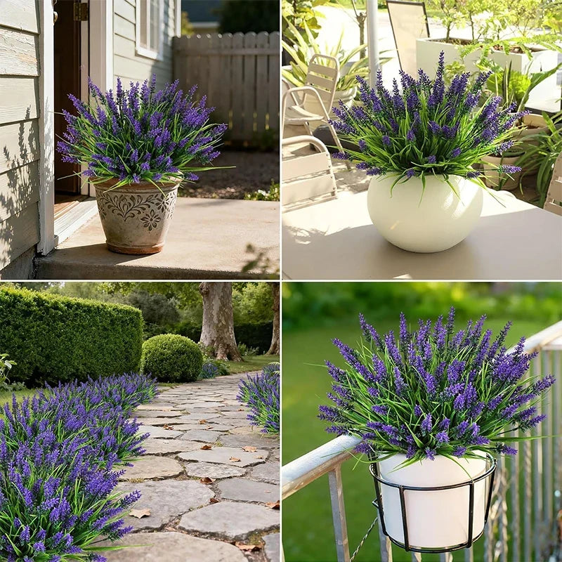 2/4/6Pcs 35cm Artificial Plants-UV-Resistant Faux Monkey Grass Plastic Flower Shrubs Home Outdoor Courtyard Wedding Party Decor