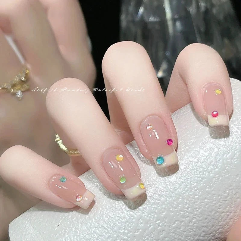 Candy Colors Mixed Size Nail Rhinestones Round Clear Glass Crystal Bead Hemispherical 3D Nail Art Decorations DIY Accessories