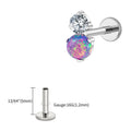 Right Grand ASTM F136 Titanium Opal and CZ Lip Stud Helix Earring 16G Internally Threaded Tragus Cartilage Conch Labret Piercing