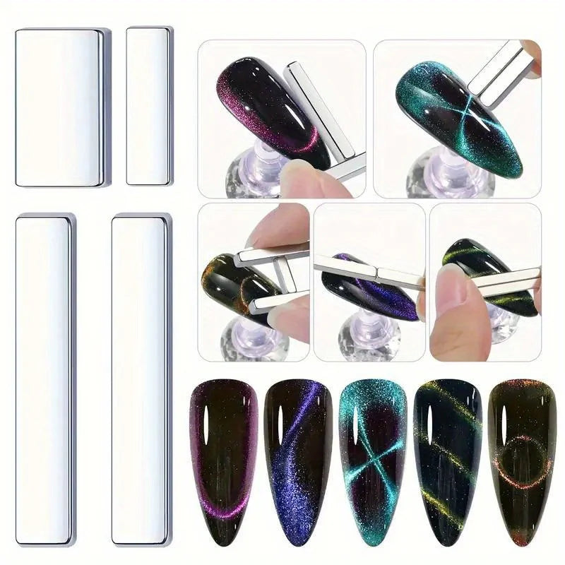 LINMANDA 4PCS Nail Magnet Cat Eye Tool Mini Magnetic Stick Suitable for Nail Polish Cat Eye Gel Nail Polish DIY Home Nail Salon