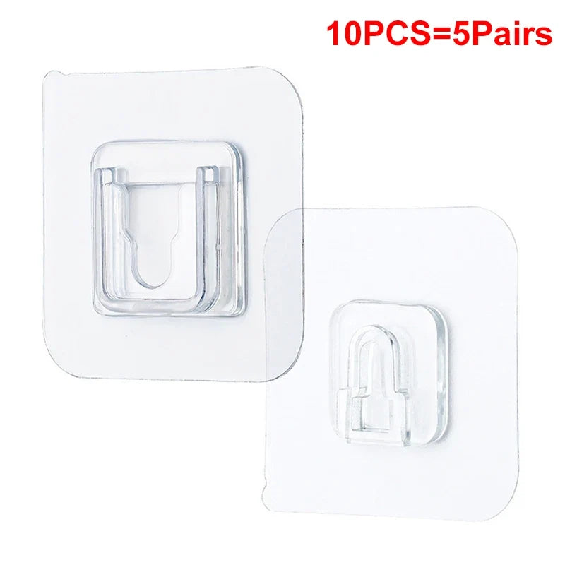 1-10Pairs Double-Sided Adhesive Wall Hooks Transparent Suction Cup Sucker Hooks Bedroom Kitchen Multi-purpose Organizer Holders
