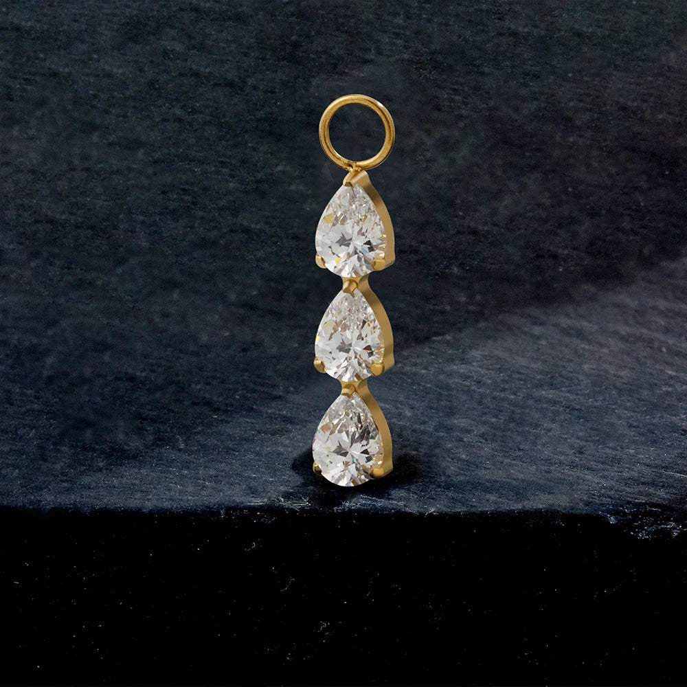 Right Grand ASTM F136 Titanium Pear Drop Charm for Huggie Hoop Earring Dangle Teardrop CZ Pendant for Helix Earlobe Piercing