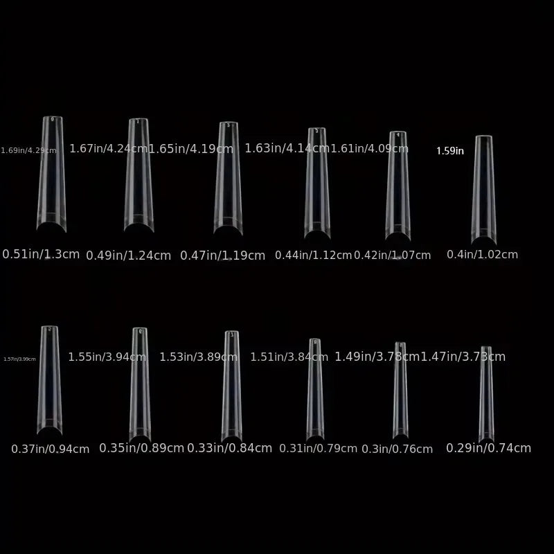 240-Piece Nail Art Set, Finished C-Shaped Rhinestone Tube Nails, Cowboy Nails, Extended French False Nails, with Box Packaging