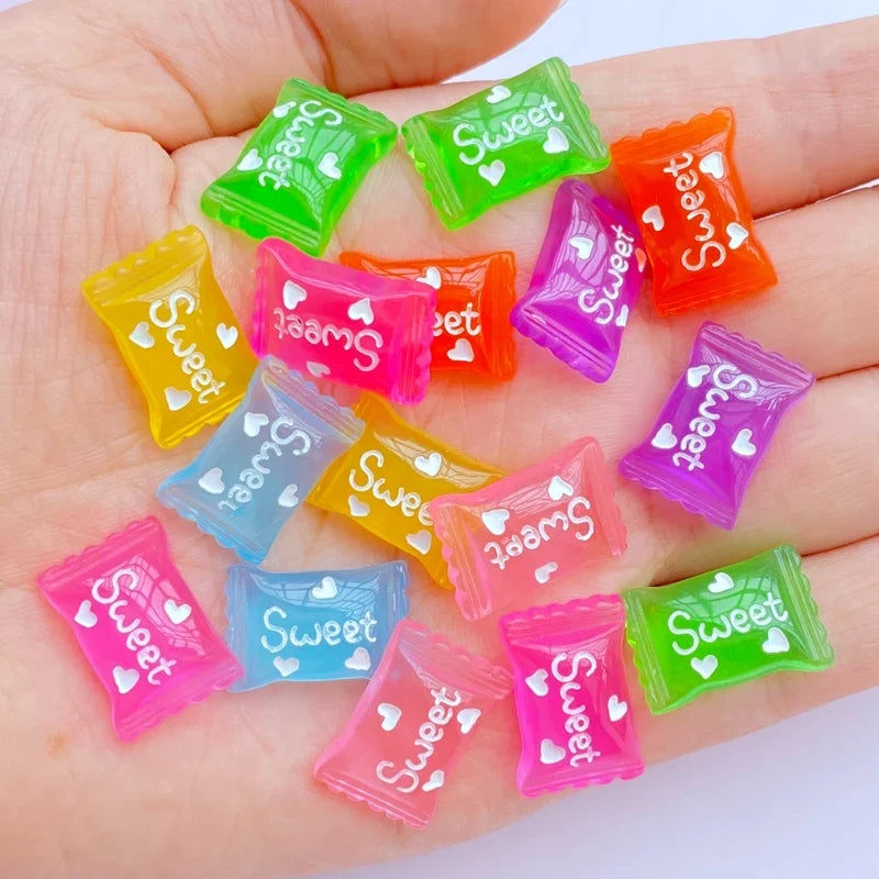 20pcs Cute Mini Cartoon Transparent Candy Nail Rhinestones Gems Glitter Nail Art Jewelry Manicure Nail Decoration Accessorie