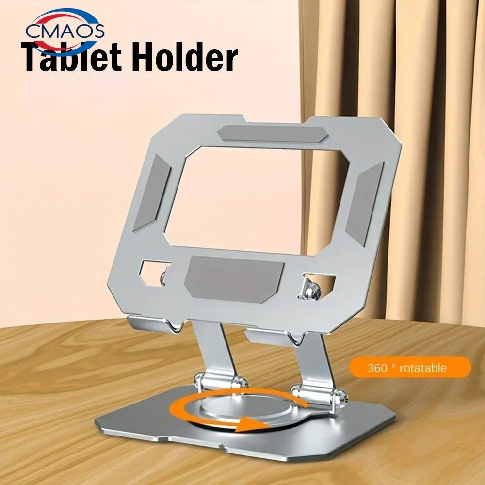 360 Rotatable Metal Tablet Stand Adjustable Foldable Desktop Holder Compatible for 4.7-12 Inch Ipad Pro Air Mini Laptop