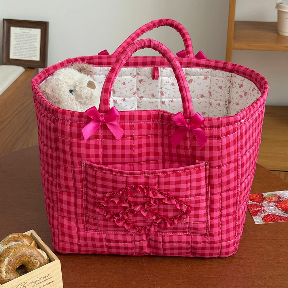 Airfriend Grid Organizers Basket With Handle Portable Home Room Foldable Storage Basket For Snack Clothes Toys Storage Basket
