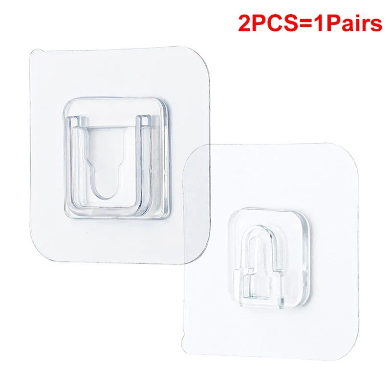 1-10Pairs Double-Sided Adhesive Wall Hooks Transparent Suction Cup Sucker Hooks Bedroom Kitchen Multi-purpose Organizer Holders