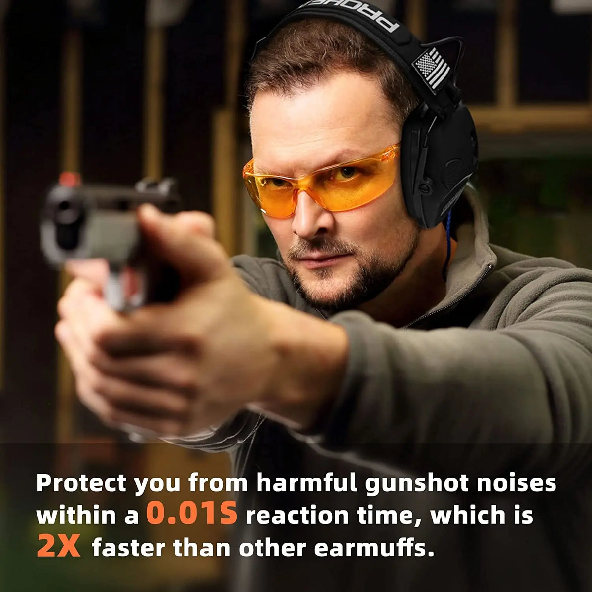 ZOHAN Electronic Shooting Earmuffs Active Noise Cancelling Ear Protectors Hearing Protection Gear NRR 23dB for Range Hunting