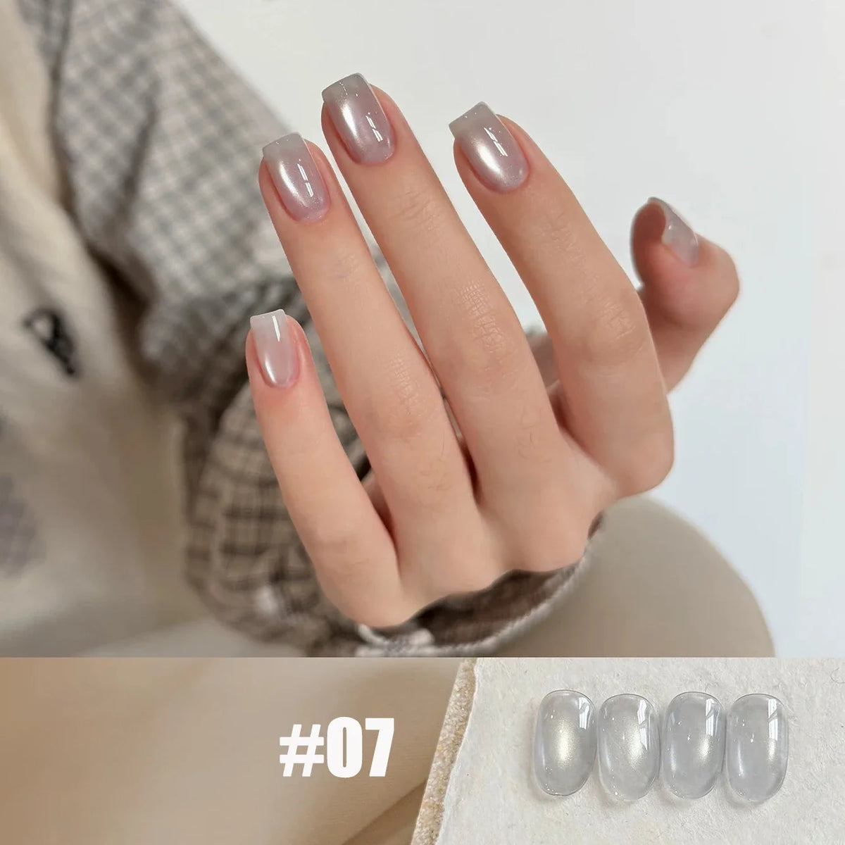 1-16PCS White Moonlight Glass Bead Nail Cat's Eye Gel Magnetic Satin Gel Polish 16-Colors Soak Off Glitter Manicure Varnish