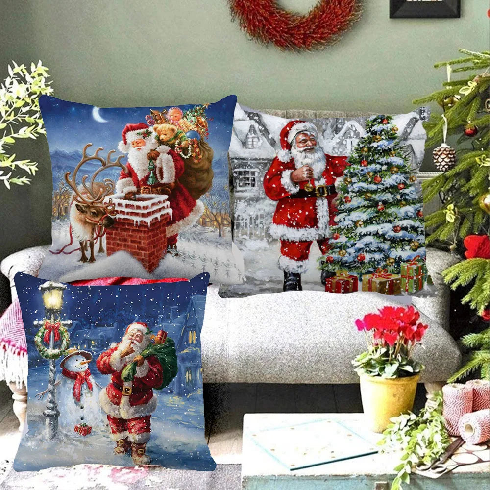 Merry Christmas Decorations for Home Xmas Cushion Cover Christmas Ornament Pillowcase Natal Navidad 2022 New Year Gifts 45x45cm