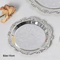 Retro Luxury Silver Trays Plates Cake Dessert Tray High Tea Snack Fruit Dish Jewelry Storage Tabletop Decor Home Hotel Supplies