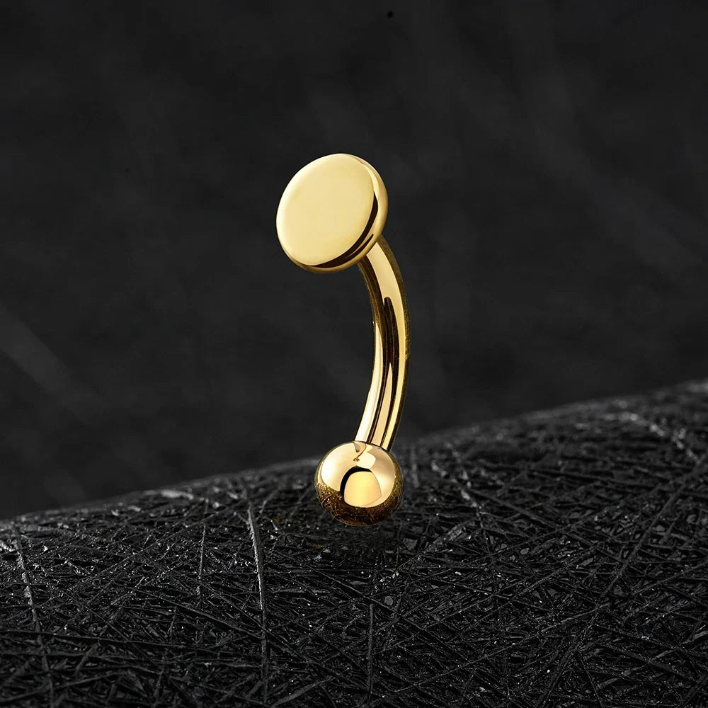 Right Grand ASTM F136 Titanium Round Disc Vertical Labret Stud 16G Curved Barbell Rook Earring Cartilage Ear Piercing Jewelry