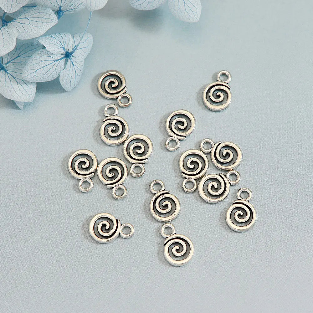 30pcs/lot--12x8mm Mini Swirl Spiral Screw Charms Helix Spire Volution Pendants For DIY Jewelry Making Supplies Wholesale Bulk