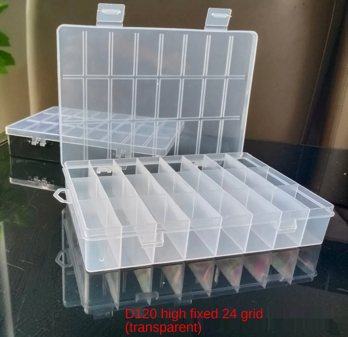 24 Compartments Plastic Storage Box Jewelry Earring Beads Screw Accessories Classification Fixed Display Storage Box Organizer