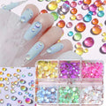 12 Grids Sparkling Aurora Flatback Mermaid Beads Nail Art Charms 3D Crystal Candy Bubble Beads DIY Kid Manicure Decoration Parts