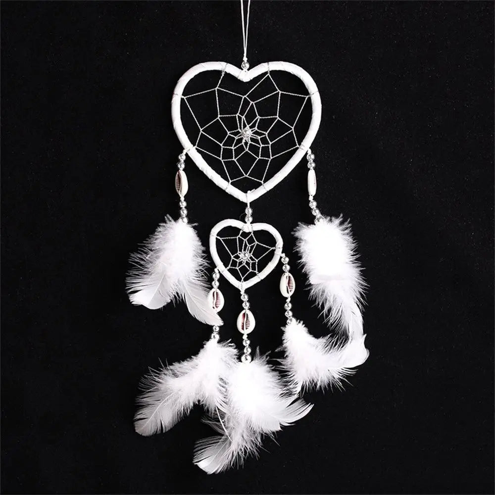 New Indian Ann Style Love Heart Feather Dream Catcher Wind Chimes Car Interior Wall Dream Catcher Ornaments Ins Dream Catcher